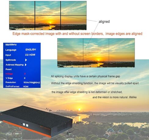 وحدة تحكم جدار الفيديو 4K 60HZ UHD، 2x3 3x2 أوضاع لصق معالج جدار التلفزيون لـ 6 شاشات توصيل تلفزيونية تدعم 5760x2160@30 هرتز المدخلات ودعم الإخراج من نقطة إلى نقطة 1x5 1x6 3x2 2x3 2x2 إلخ 22 وضعًا in Kuwait