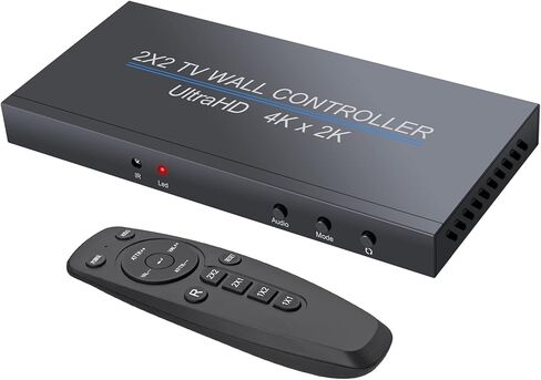 وحدة تحكم حائط الفيديو LiNKFOR 2x2 HDMI، مدخل 4K@60HZ، شاشة HD 1080P@60HZ، HDMI 2.0، HDCP 2.2، دوران 180 درجة، شاشة توصيل متعددة الشاشات - 1x2، 1x3، 1x4، 2x2، 4x1، 3x1، 2x1 in Kuwait