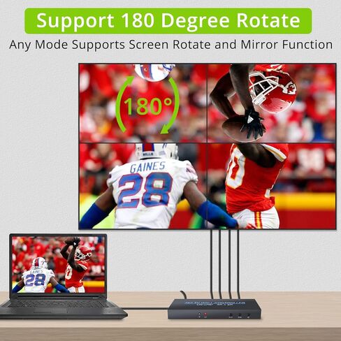 وحدة تحكم حائط الفيديو LiNKFOR 2x2 HDMI، مدخل 4K@60HZ، شاشة HD 1080P@60HZ، HDMI 2.0، HDCP 2.2، دوران 180 درجة، شاشة توصيل متعددة الشاشات - 1x2، 1x3، 1x4، 2x2، 4x1، 3x1، 2x1 in Kuwait