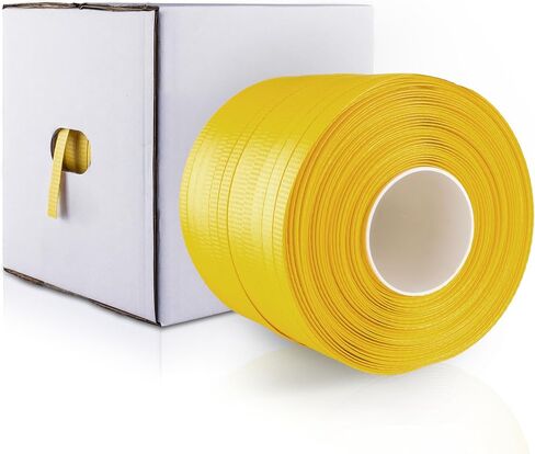 تغليف شديد التحمل 1/2 بوصة × 1000 بوصة من مادة البولي بروبيلين (PP) مع مجموعة صندوق التوزيع الذاتي - ربط البليت من الدرجة الصناعية، قوة كسر 300 رطل in Kuwait