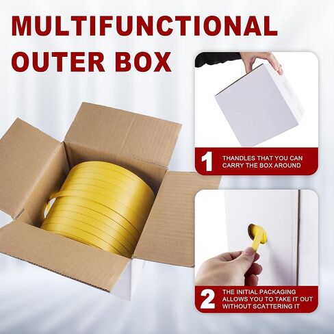 تغليف شديد التحمل 1/2 بوصة × 1000 بوصة من مادة البولي بروبيلين (PP) مع مجموعة صندوق التوزيع الذاتي - ربط البليت من الدرجة الصناعية، قوة كسر 300 رطل in Kuwait