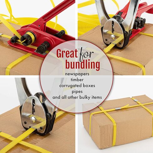 تغليف شديد التحمل 1/2 بوصة × 1000 بوصة من مادة البولي بروبيلين (PP) مع مجموعة صندوق التوزيع الذاتي - ربط البليت من الدرجة الصناعية، قوة كسر 300 رطل in Kuwait