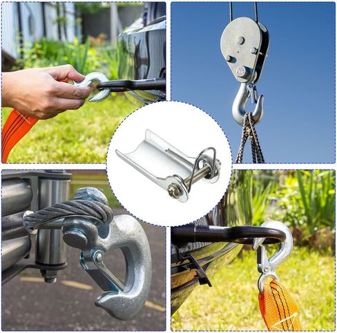طقم مزلاج أمان الخطاف - استبدال وصلة وصلة الاستقبال بخطاف الانزلاق Clevis ينطبق على مقطورة/رافعة خطاف السحب (طول 1.6 بوصة، فضي) in Kuwait