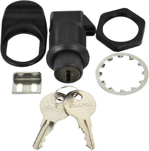 Southco 93-303 Series Plastic Push To Close Latch, Pull Tab in Line with Latching Pawl, Key Locking, 0.00"-0.41" Panel Thickness, 0.88"-0.91" Grip Range, Black (Pack of 2) in Saudi Arabia