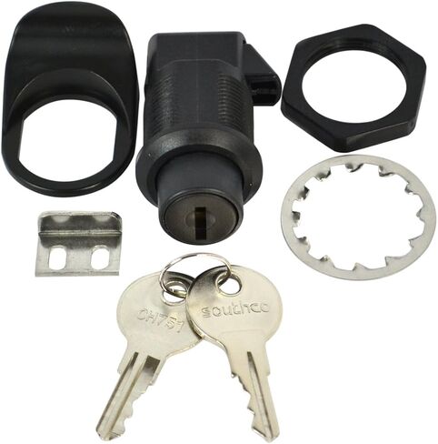 Southco 93-303 Series Plastic Push To Close Latch, Pull Tab in Line with Latching Pawl, Key Locking, 0.00"-0.41" Panel Thickness, 0.88"-0.91" Grip Range, Black (Pack of 2) in Saudi Arabia