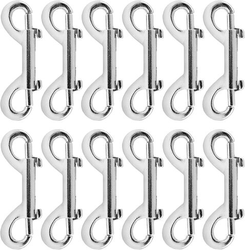 6 قطع 2.7 بوصة خطاف ذو طرفين مزدوجين، مشابك سلسلة خطاف مزدوجة من سبائك الزنك لمقود الكلاب وسلسلة مفاتيح وحصان وجراج تغذية الحيوانات الأليفة، فضي in Kuwait