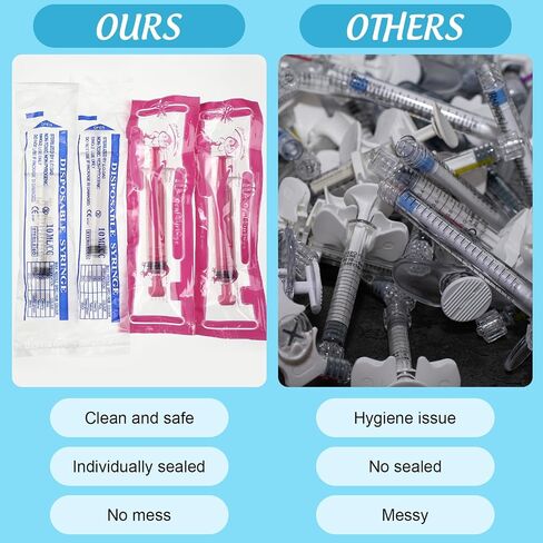 60 Pcs Measurement Syringe with Cap, 10ml/2tsp Sealed Individually Package Color Coded Syringes for Liquid Dispensing, PET and Party Supplies (Pink) in Saudi Arabia
