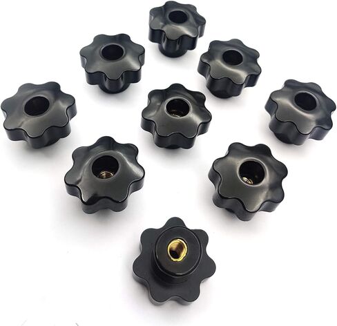 Star Knob, 10 Pcs M8 Star Through Hole Knob, Knurled Thread Clamping Knob, Clamping Handle, Star Hand Knobs, Black Plastic Screw-On Handle Clamping Nuts Knob, Threaded Hand Knob in Kuwait