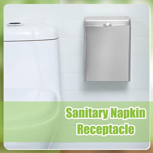 4 قطع من أوعية المناديل الصحية، صندوق التخلص من السدادات المثبت على الحائط، صناديق التخلص من المناديل الصحية المصنوعة من الفولاذ المقاوم للصدأ للمنزل والمكتب والحمامات العامة (لون طبيعي) in Kuwait