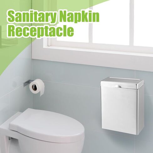 4 قطع من أوعية المناديل الصحية، صندوق التخلص من السدادات المثبت على الحائط، صناديق التخلص من المناديل الصحية المصنوعة من الفولاذ المقاوم للصدأ للمنزل والمكتب والحمامات العامة (لون طبيعي) in Kuwait