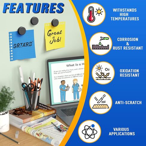 50Pcs Small Magnets for Crafts with Adhesive Backing Ceramic Magnets Round Disc Magnets, Strong Magnets Perfect for Button DIY Tiny Magnet Craft Hobbies, Science Projects（0.71'' D x 0.2''H) in Kuwait