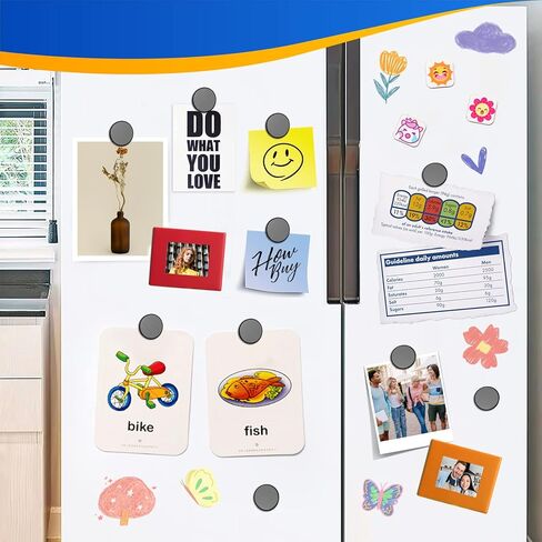 50Pcs Small Magnets for Crafts with Adhesive Backing Ceramic Magnets Round Disc Magnets, Strong Magnets Perfect for Button DIY Tiny Magnet Craft Hobbies, Science Projects（0.71'' D x 0.2''H) in Kuwait