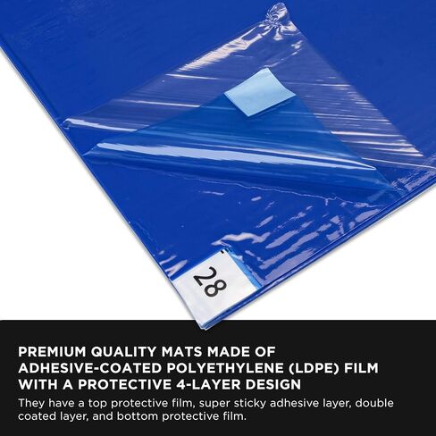 Master Elite Sticky Tacky Adhesive Cleanroom Floor Mats, 24" x 36", 4 Packs of 30 White Sheets Each - for Laboratory, Paint Spray Booth, Construction Sites - Trap Remove Dirt, Shoe & Pet Debris in Saudi Arabia