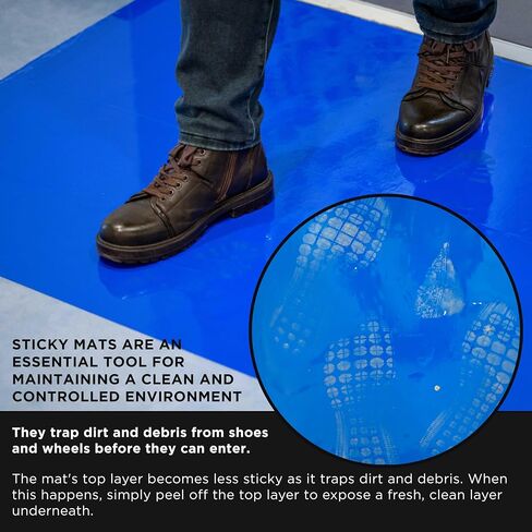 Master Elite Sticky Tacky Adhesive Cleanroom Floor Mats, 24" x 36", 4 Packs of 30 White Sheets Each - for Laboratory, Paint Spray Booth, Construction Sites - Trap Remove Dirt, Shoe & Pet Debris in Saudi Arabia