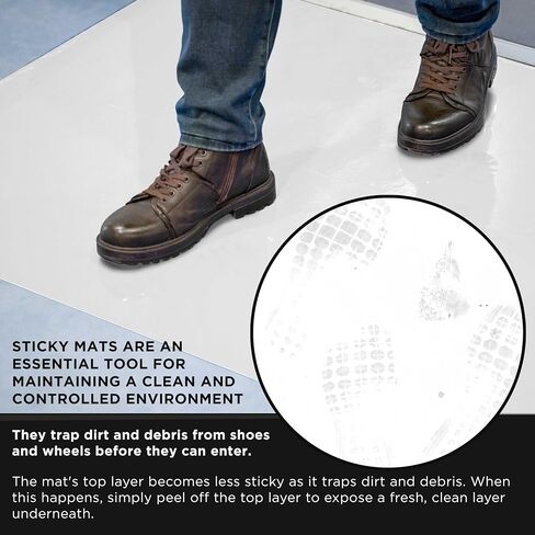 Master Elite Sticky Tacky Adhesive Cleanroom Floor Mats, 24" x 36", 4 Packs of 30 White Sheets Each - for Laboratory, Paint Spray Booth, Construction Sites - Trap Remove Dirt, Shoe & Pet Debris in Saudi Arabia
