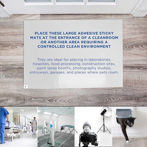 Master Elite Sticky Tacky Adhesive Cleanroom Floor Mats, 24" x 36", 4 Packs of 30 White Sheets Each - for Laboratory, Paint Spray Booth, Construction Sites - Trap Remove Dirt, Shoe & Pet Debris in Saudi Arabia