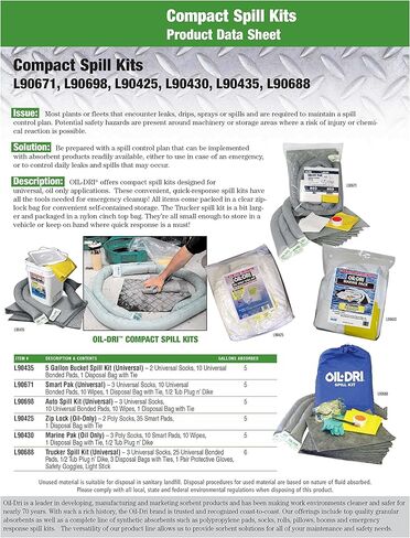 حزمة مريحة لامتصاص الانسكابات، طقم انسكابات سعة 5 جالون و100 وسادة شديدة التحمل in Kuwait