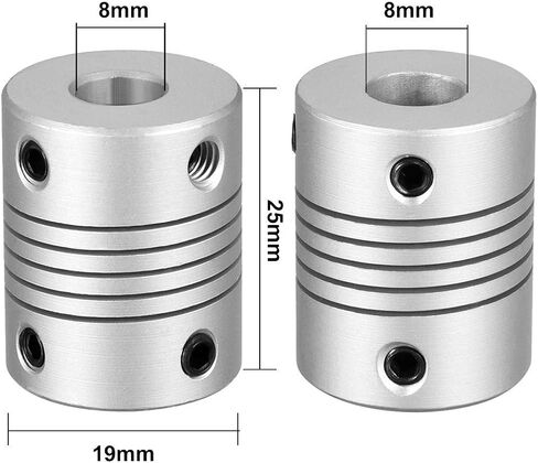 5Pcs 8mm to 8mm Shaft Coupling 25mm Length 19mm Diameter Stepper Motor Coupler Aluminum Alloy Joint Connector for 3D Printer CNC Machine DIY Encoder in Saudi Arabia