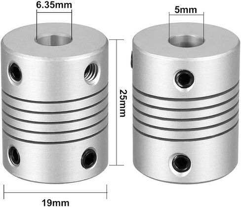 5Pcs 8mm to 8mm Shaft Coupling 25mm Length 19mm Diameter Stepper Motor Coupler Aluminum Alloy Joint Connector for 3D Printer CNC Machine DIY Encoder in Saudi Arabia