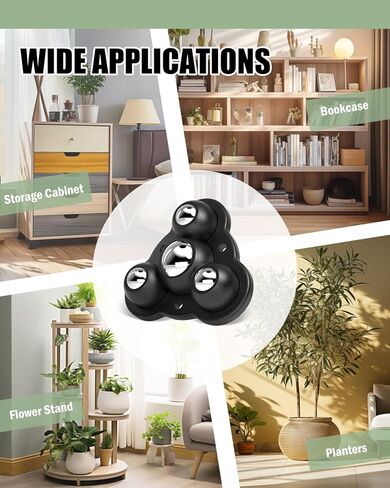 عجلات ذاتية اللصق - عجلات دوارة 360 درجة للأثاث - عجلة عالمية فولاذية مقاس 1 بوصة، سعة تحميل 28 رطلًا لكل عجلة، أسطوانة منخفضة المستوى لصناديق تخزين الأجهزة الصغيرة (8 قطع، أسود) in Kuwait