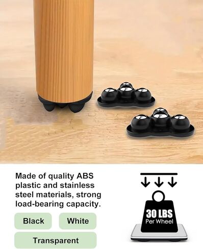 عجلات ذاتية اللصق - عجلات دوارة 360 درجة للأثاث - عجلة عالمية فولاذية مقاس 1 بوصة، سعة تحميل 28 رطلًا لكل عجلة، أسطوانة منخفضة المستوى لصناديق تخزين الأجهزة الصغيرة (8 قطع، أسود) in Kuwait