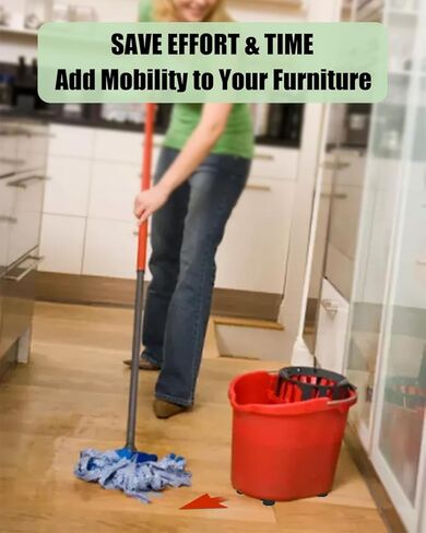 عجلات ذاتية اللصق - عجلات دوارة 360 درجة للأثاث - عجلة عالمية فولاذية مقاس 1 بوصة، سعة تحميل 28 رطلًا لكل عجلة، أسطوانة منخفضة المستوى لصناديق تخزين الأجهزة الصغيرة (8 قطع، أسود) in Kuwait