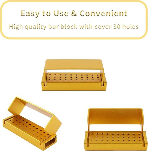 Annhua Dental Bur Block Holder with Cover, 30 Holes Bur Blocks Disinfection Case Autoclavable Opening Box Organizer for Dentist, Dental Lab - Aluminum - Purple in Saudi Arabia