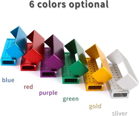 Annhua Dental Bur Block Holder with Cover, 30 Holes Bur Blocks Disinfection Case Autoclavable Opening Box Organizer for Dentist, Dental Lab - Aluminum - Purple in Saudi Arabia