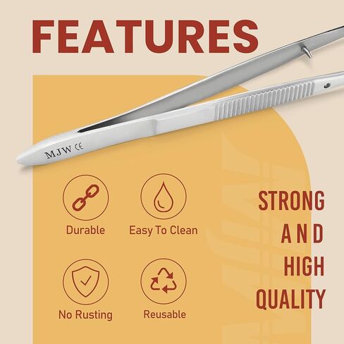 ملقط منحني من الفولاذ المقاوم للصدأ - ملقط ماكينة خياطة مثالي بطول 16.5 سم للأوفرلوك، طرف مسنن مسنن وصياغة دقيقة وملقط للطهي in Kuwait