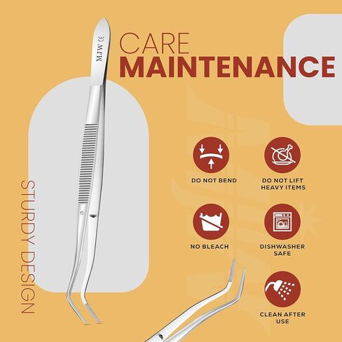 ملقط منحني من الفولاذ المقاوم للصدأ - ملقط ماكينة خياطة مثالي بطول 16.5 سم للأوفرلوك، طرف مسنن مسنن وصياغة دقيقة وملقط للطهي in Kuwait