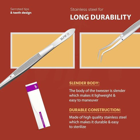 ملقط منحني من الفولاذ المقاوم للصدأ - ملقط ماكينة خياطة مثالي بطول 16.5 سم للأوفرلوك، طرف مسنن مسنن وصياغة دقيقة وملقط للطهي in Kuwait