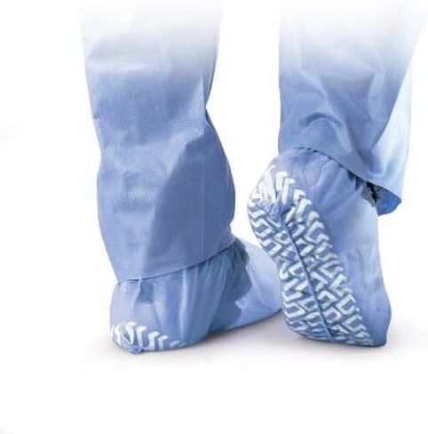 أغطية أحذية Medline NON28752 غير قابلة للانزلاق من سلسلة Spunbond، خالية من اللاتكس، أزرق (عبوة من 200 قطعة) in Kuwait