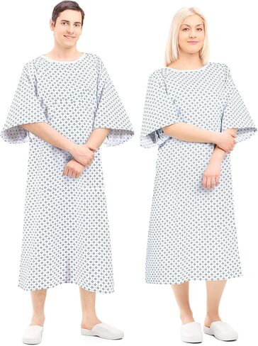 ثوب جديد للمريض للجنسين - مزيج قطن ممتاز - نسيج ناعم ومريح - ربطة أمامية خلفية - يناسب بسهولة مقاس يصل إلى 2XL - ثوب مستشفى متعدد الأغراض للرجال والنساء - قابل لإعادة الاستخدام وقابل للغسل - عبوتان in Kuwait