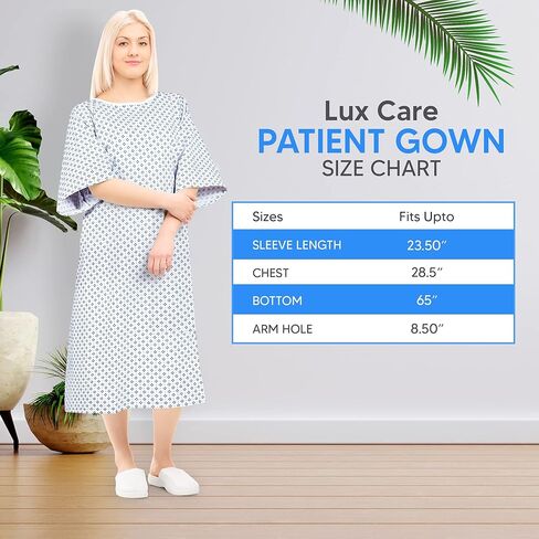 ثوب جديد للمريض للجنسين - مزيج قطن ممتاز - نسيج ناعم ومريح - ربطة أمامية خلفية - يناسب بسهولة مقاس يصل إلى 2XL - ثوب مستشفى متعدد الأغراض للرجال والنساء - قابل لإعادة الاستخدام وقابل للغسل - عبوتان in Kuwait