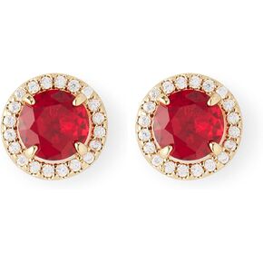 ترصيع Rocksbox Mini Square Kate باللون الياقوتي - ترصيع ذهبي مع كريستالات مرصوفة - طلاء ذهب عيار 14 قيراط - مجوهرات عالية الجودة - 7 مم in Kuwait