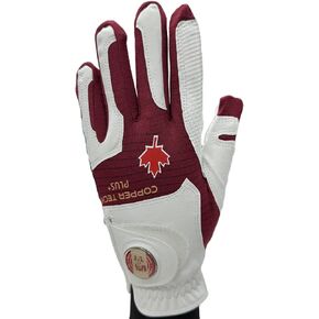 Copper Tech Men's Golf Gloves Worn on Left Handed for Right Handed Golfer, Patriotic Canada National Flag Pattern w/Ball Marker, Copper Infused Mens Golf Gloves Canada Themed, Medium-Large in Saudi Arabia