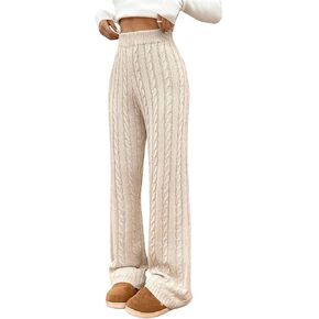 SHENHE Women's Cable Knit Sweater Pants High Waisted Casual Lounge Pants Fall Knit Pants in Saudi Arabia