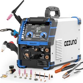 AZZUNO 200A MIG Welder,110V/220V Dual Voltage multiprocess welder,Gas Gasless MIG Welding Machine,4 in 1 Flux MIG/Solid Wire/Lift TIG/Stick ARC Welder (Grey) in Kuwait