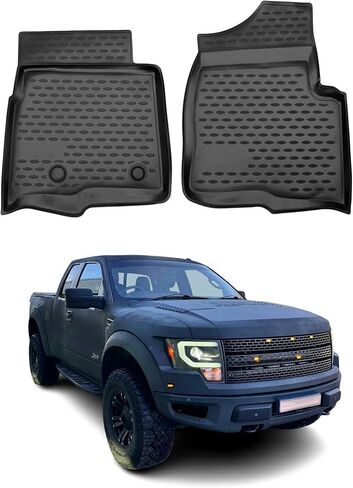Omac Floor Mats Liner for Ford F-150 2010-2014 Black TPE All-Weather 2x in Kuwait