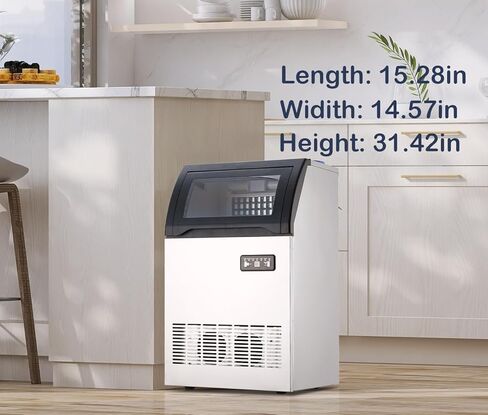 Commercial Ice Maker Machine, 265lbs/24H, 55lbs Storage, 126 Ice Cubes in 12-15 Min, Single Water Inlet, Efficient Ice Production, Ice Machine, LED Display, for Home Bar Office Party in Saudi Arabia