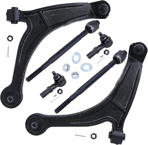 Detroit Axle - Front 6pc Control Arms Kit for 06-14 Honda Ridgeline, 2 Lower Control Arms 4 Inner & Outer Tie Rod Ends 2006 2007 2008 2009 2010 2011 2012 2013 2014 Replacement in Saudi Arabia