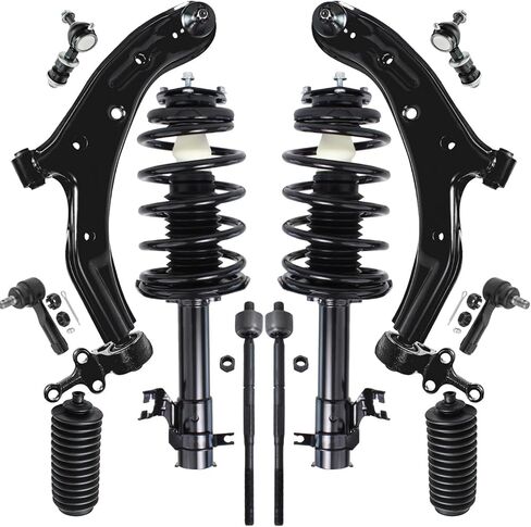 Detroit Axle - 12pc مجموعة تعليق الواجهة الأمامية لعام 2002-2006 Nissan Sentra ، 2 Struts 2 Lower Control Arms + Ball Noints 4 Tie Rods 2 Sway Bar Links 2 Boots 2003 2004 2005 replication in Saudi Arabia