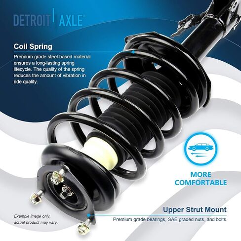 Detroit Axle - 12pc Front End Suspension Kit for 2002-2006 Nissan Sentra, 2 Struts 2 Lower Control Arms + Ball Joints 4 Tie Rods 2 Sway Bar Links 2 Boots 2003 2004 2005 Replacement in Kuwait