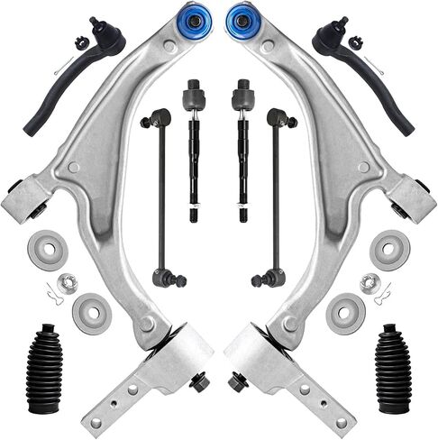 Detroit Axle - 10pc مجموعة التعليق الواجهة الأمامية لعام 2009-2015 Honda Pilot ، 2 أذرع التحكم السفلية مع مفاصل الكرة 4 قضبان التعادل الخارجية 2 قضبان الترجيع 2 TIE ROD BOOTS 2010 2012 2013 2014 استبدال in Saudi Arabia