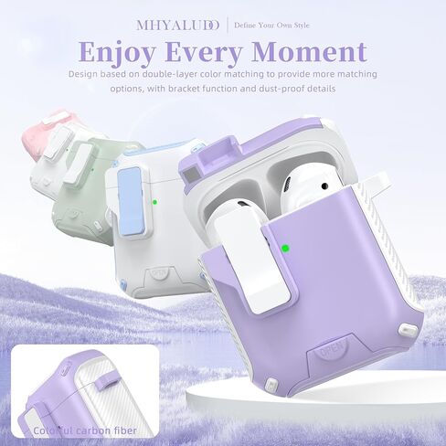 for AirPods 4th Generation Case Cover, Compatible with Magsafe, Magnetic Automatic Lock, Charging Port Dust-Proof & Stand Design with Cleaning Kit for AirPods 4 Case 2024, Black/White in Saudi Arabia