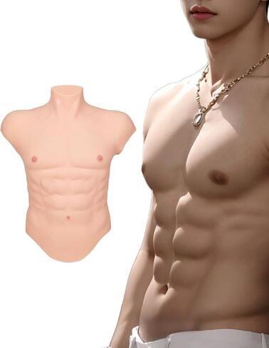 Silicone Muscle Chest Realistic Half Bodysuit Fake Muscle Body Suit Men for Cosplay Halloween Props in Saudi Arabia