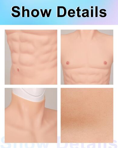 Silicone Muscle Chest Realistic Half Bodysuit Fake Muscle Body Suit Men for Cosplay Halloween Props in Saudi Arabia