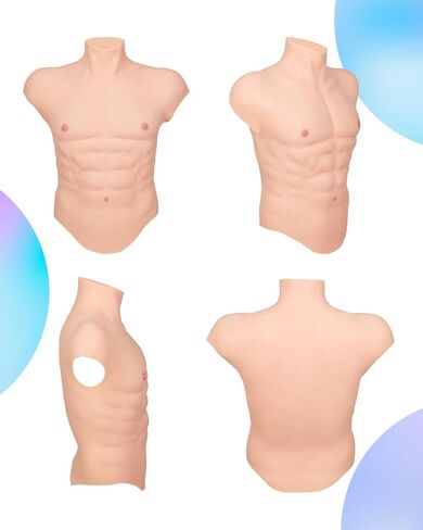 Silicone Muscle Chest Realistic Half Bodysuit Fake Muscle Body Suit Men for Cosplay Halloween Props in Saudi Arabia