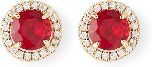 ترصيع Rocksbox Mini Square Kate باللون الياقوتي - ترصيع ذهبي مع كريستالات مرصوفة - طلاء ذهب عيار 14 قيراط - مجوهرات عالية الجودة - 7 مم in Kuwait