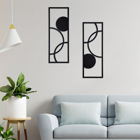 Tylcc Black Metal Wall Decor Modern Artract Minimalist Fexteric Aosthetic Wall Art For Bedroom Room Decorts-2 PCS (Simple-1-Large) in Kuwait